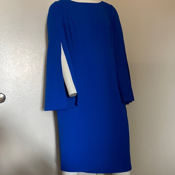 Calvin Klein Blue Long Split Sleeve Sheath Dress - Picture 2 of 7